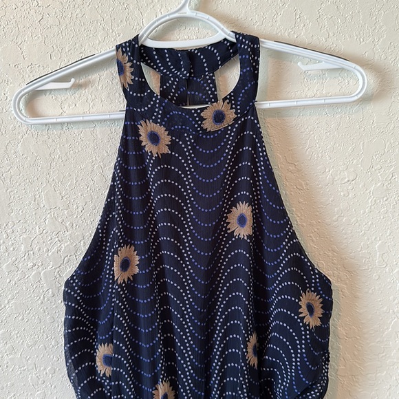 Versona jumpsuit navy blue with sunflowers size 10 - Picture 2 of 8